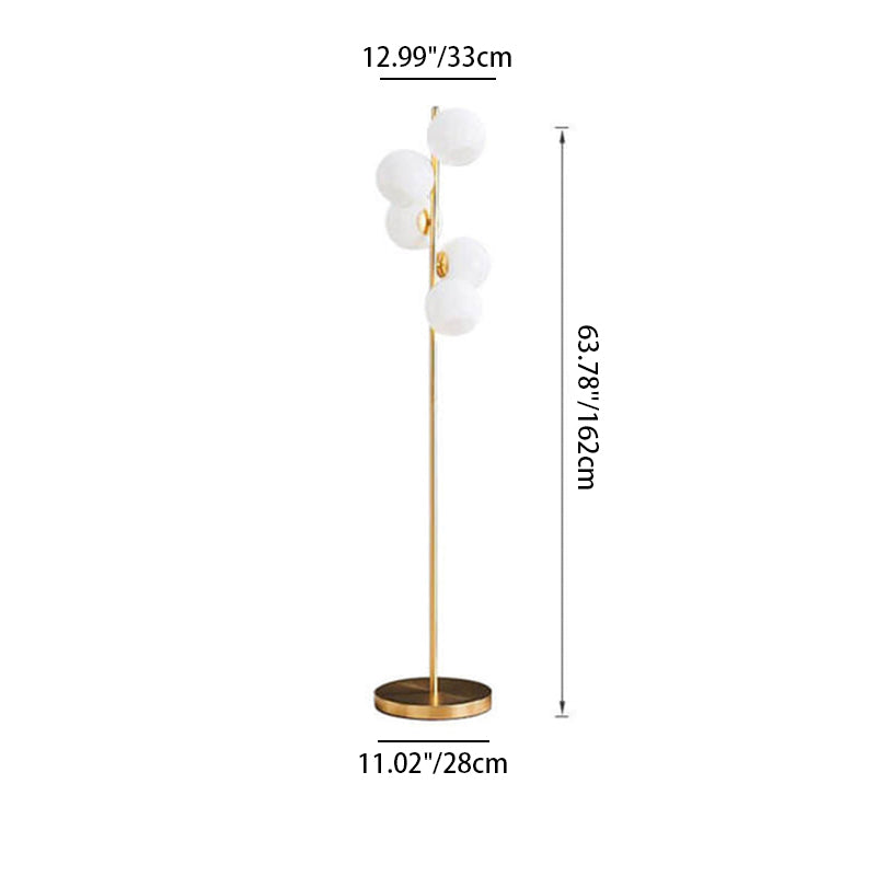 Glass Round Ball Gold 5-Light Floor Lamp