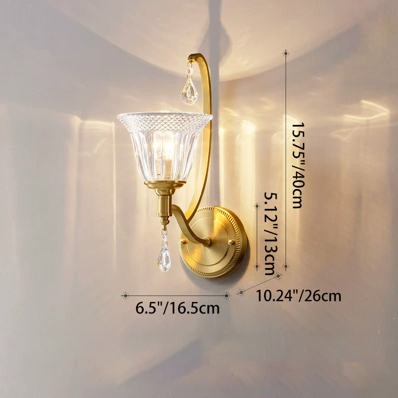 Copper Glass Crystal Bell Wall Lamp