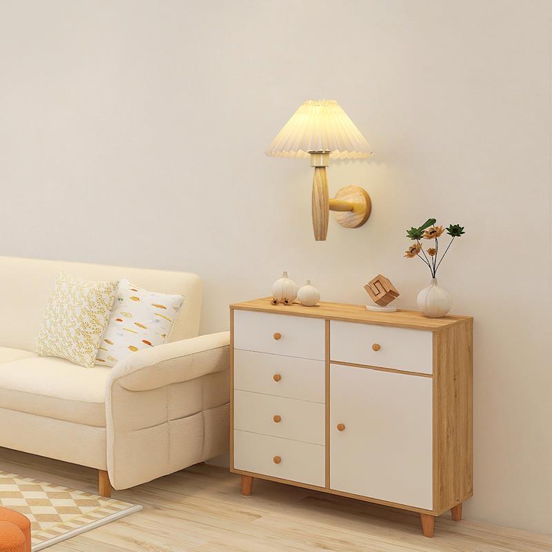 Round Cylinder Pleated Fabric Wall Lamp