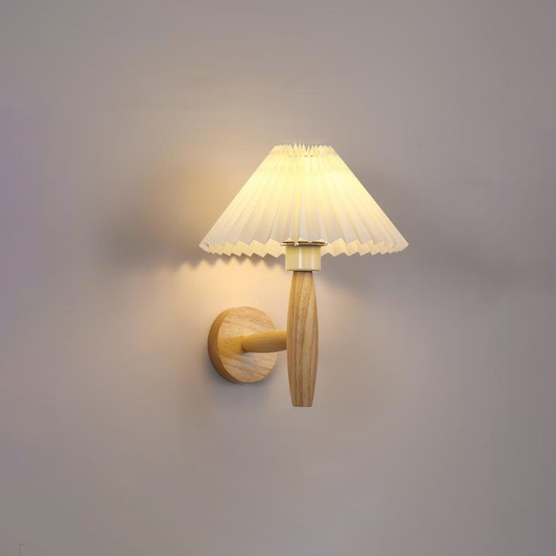 Round Cylinder Pleated Fabric Wall Lamp
