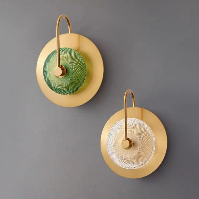 Round Glass Iron Scone Wall Lamp