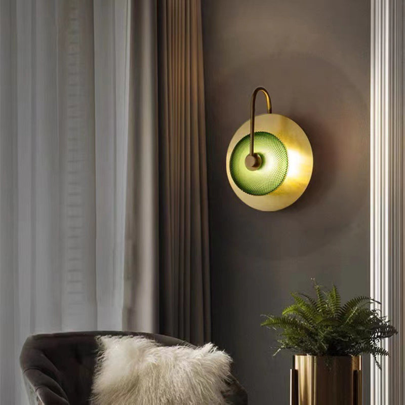 Round Glass Iron Scone Wall Lamp