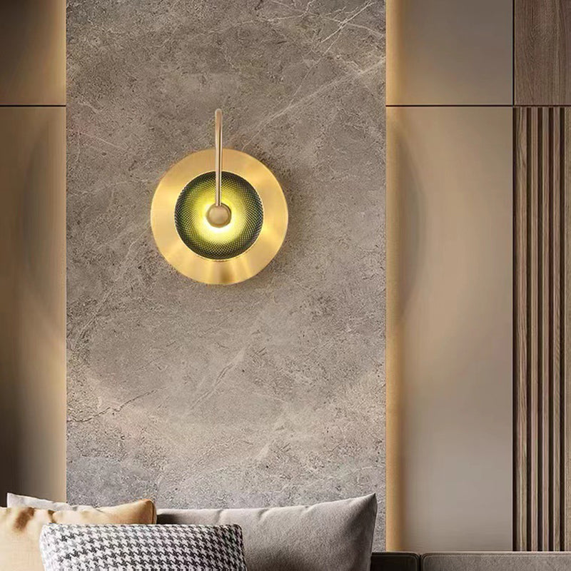 Round Glass Iron Scone Wall Lamp