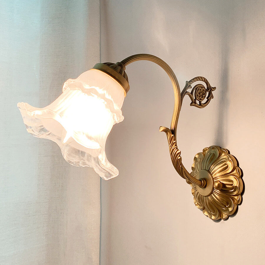 Brass Glass Flower Wall Lamp