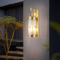 Brass Frame Cylinder Water 3-Light Outdoor Light