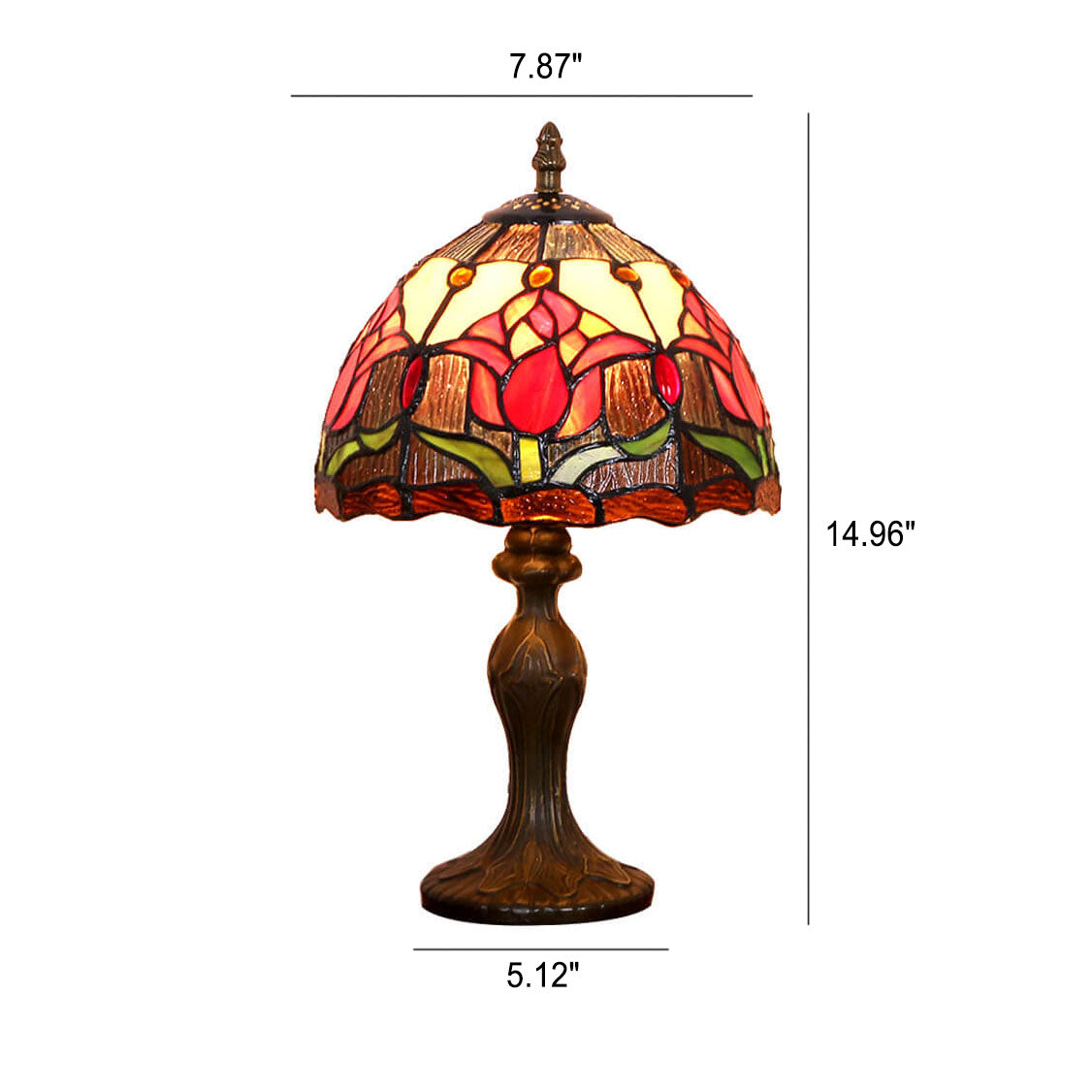 Tulip Stained Glass Round Table Lamp