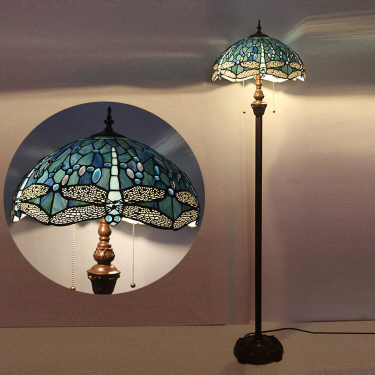 Dragonfly Glass Resin 2-Light Floor Lamp