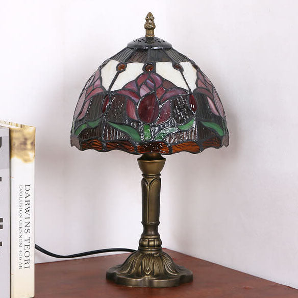 Tulip Stained Glass Round Table Lamp