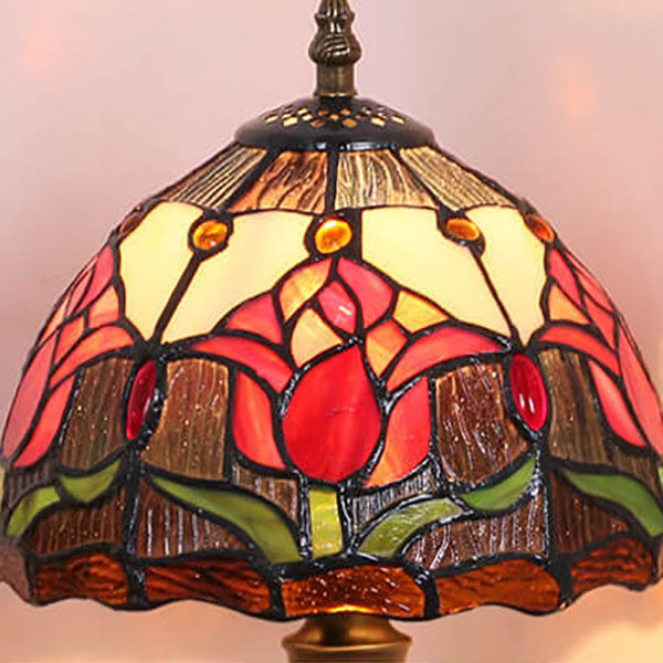 Tulip Stained Glass Round Table Lamp