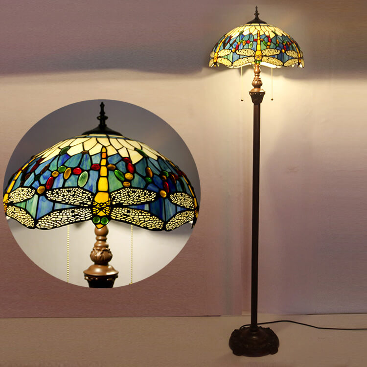 Dragonfly Glass Resin 2-Light Floor Lamp