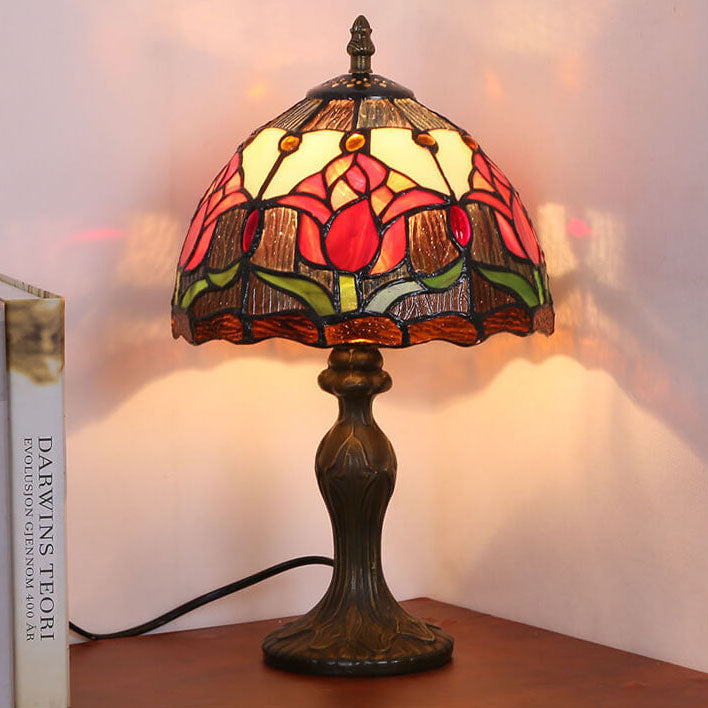 Tulip Stained Glass Round Table Lamp