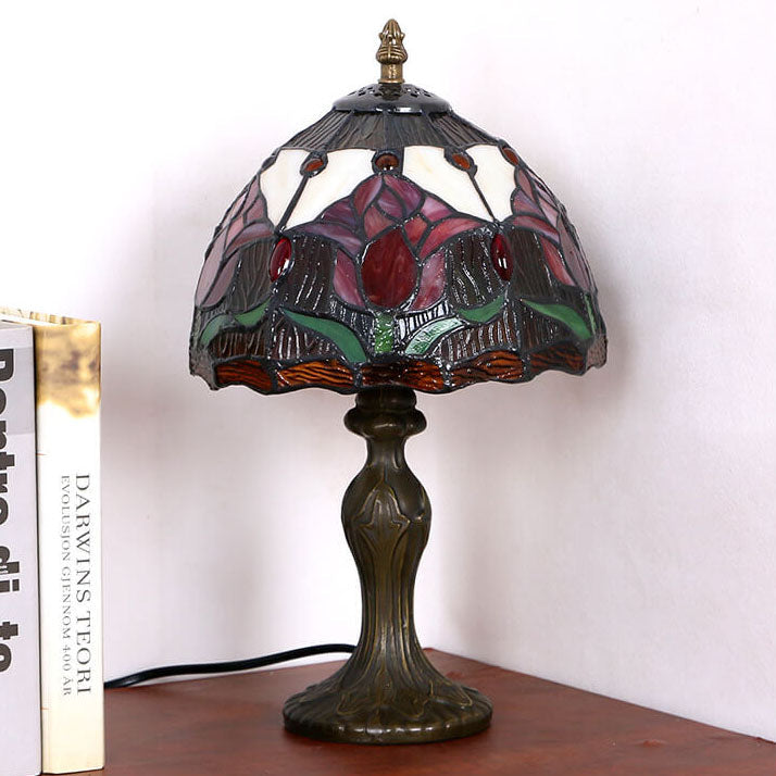 Tulip Stained Glass Round Table Lamp