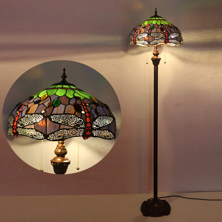Dragonfly Glass Resin 2-Light Floor Lamp