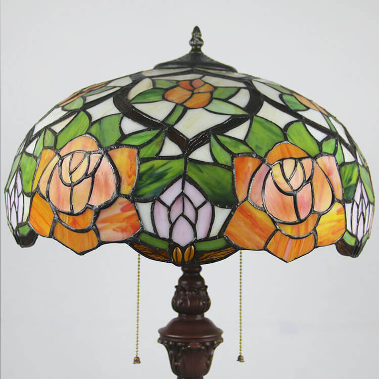 Rose Leaf Dome Stained 2-Light Floor Lamp