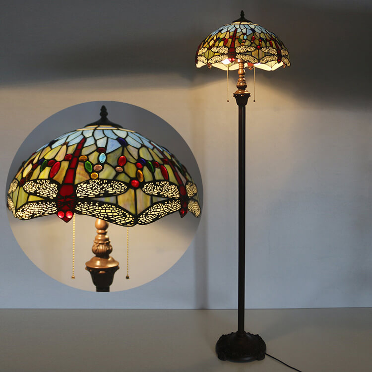Dragonfly Glass Resin 2-Light Floor Lamp