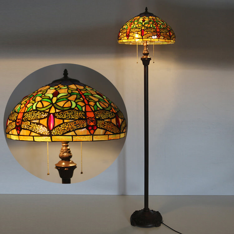Dragonfly Glass Resin 2-Light Floor Lamp
