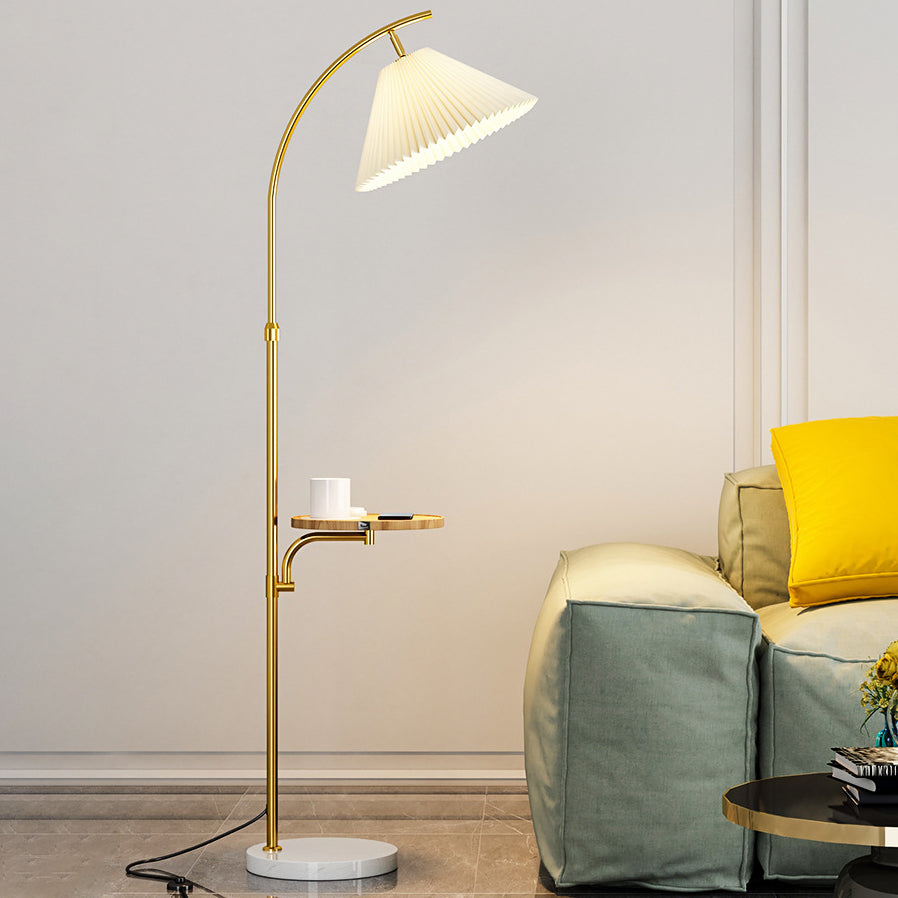 Pleated PVC Iron Pole Floor Lamp