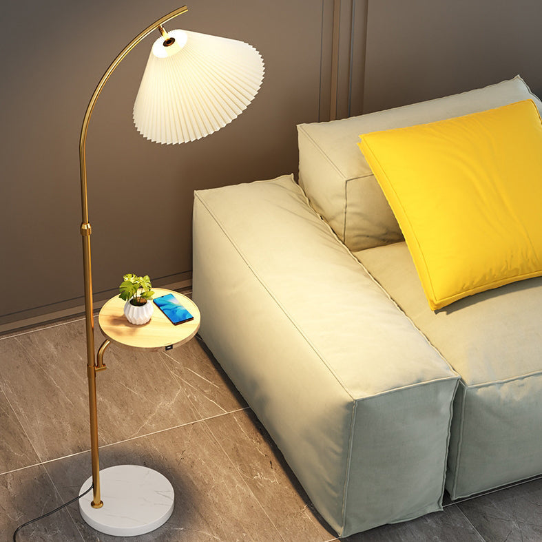 Pleated PVC Iron Pole Floor Lamp