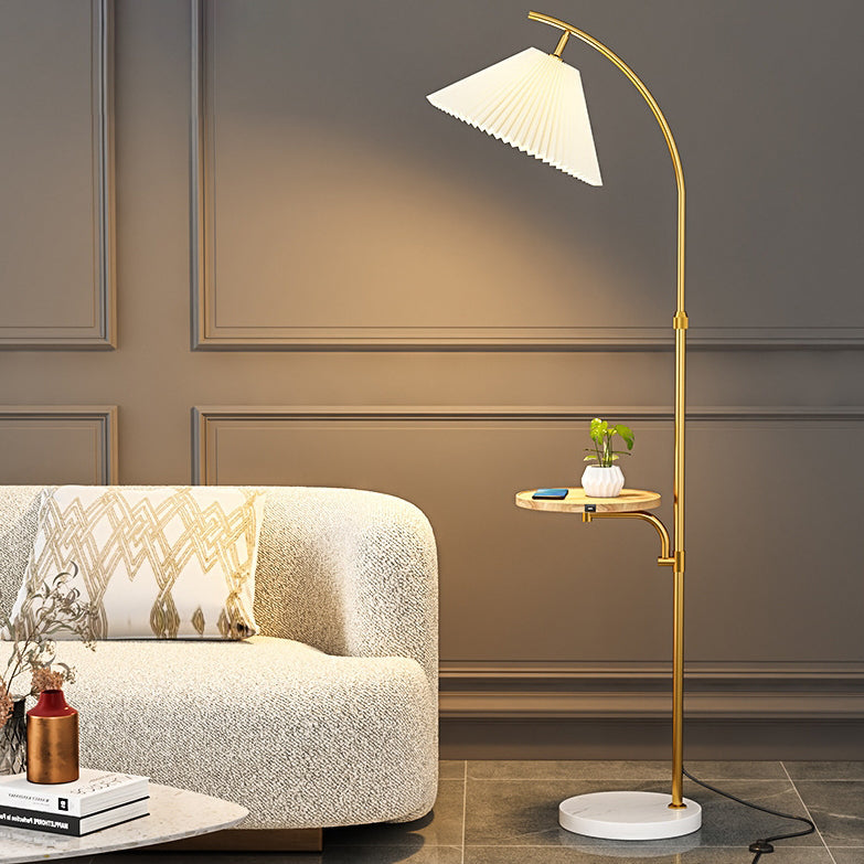 Pleated PVC Iron Pole Floor Lamp