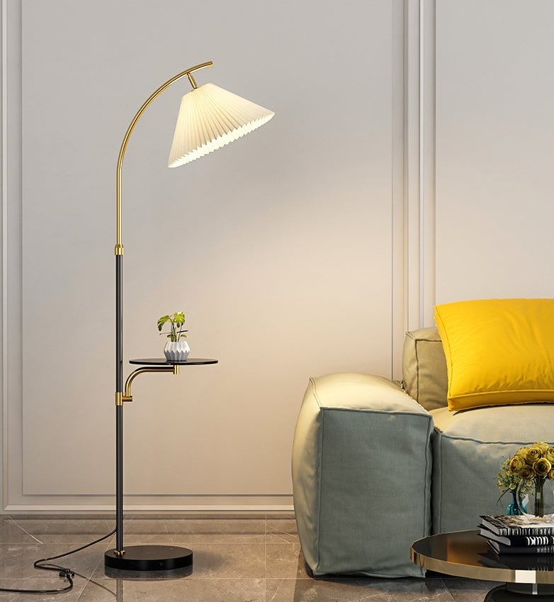 Pleated PVC Iron Pole Floor Lamp