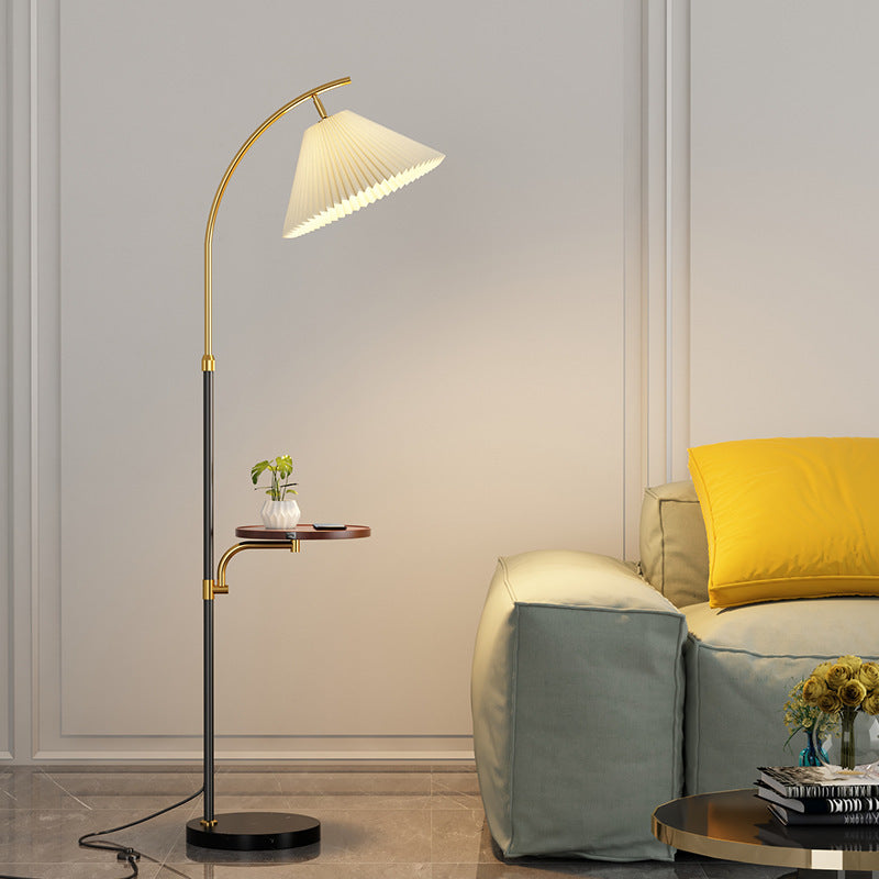 Pleated PVC Iron Pole Floor Lamp