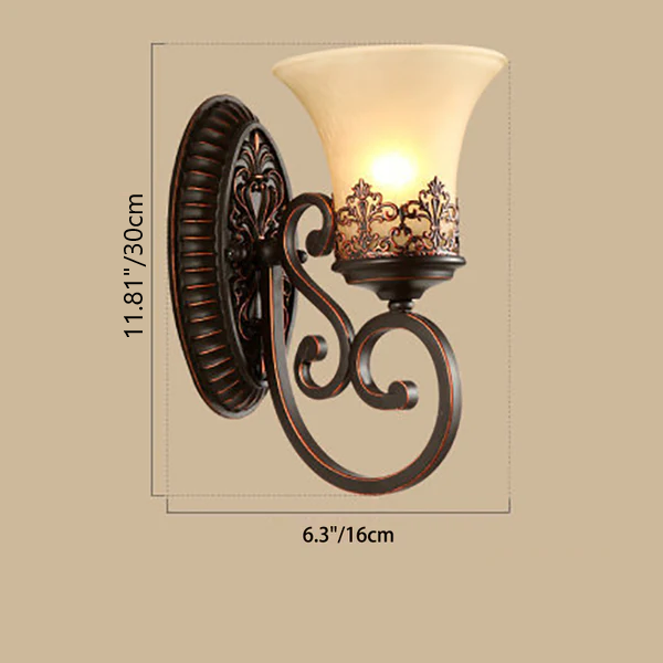 Round Glass Iron 1/2 Wall Lamp