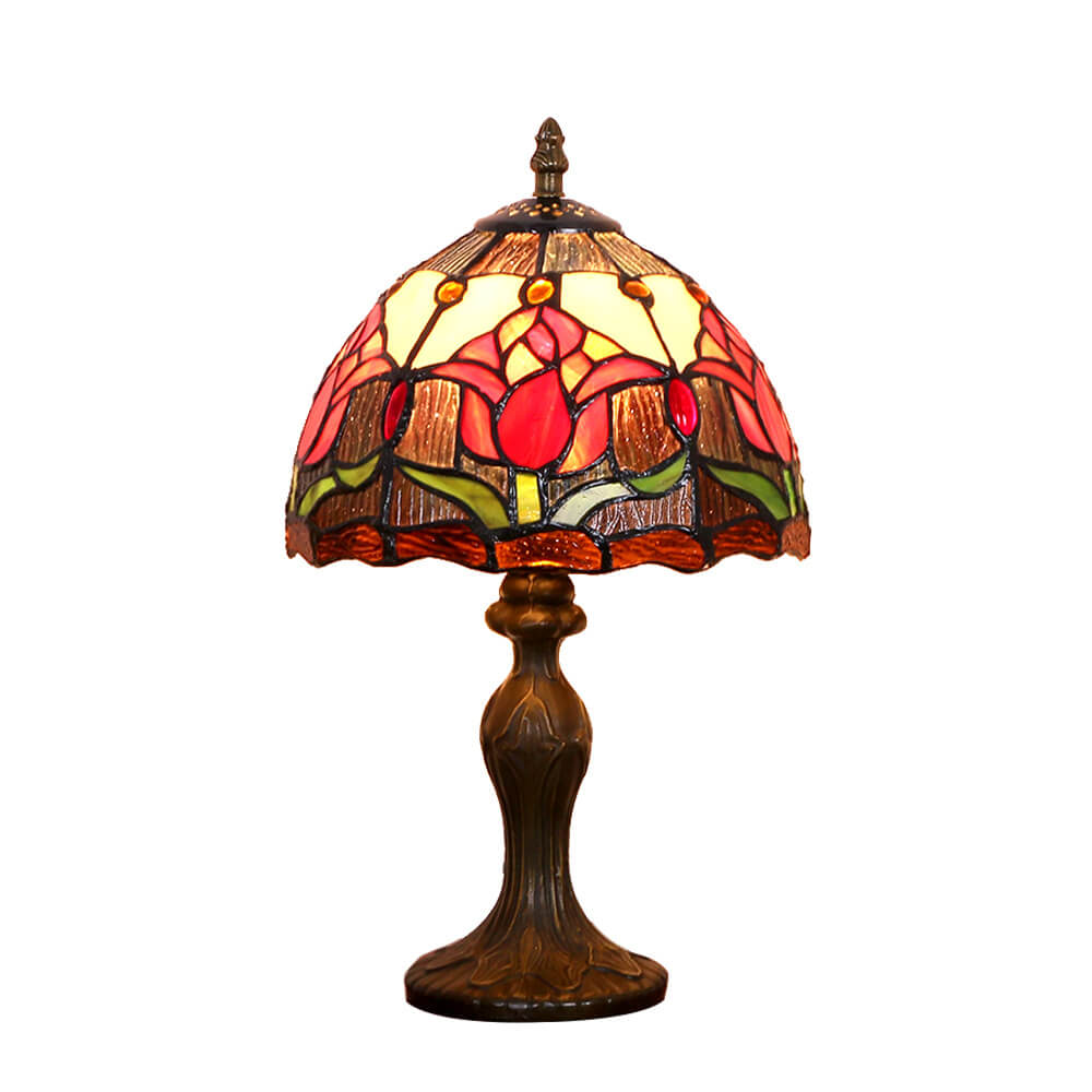 Tulip Stained Glass Round Table Lamp