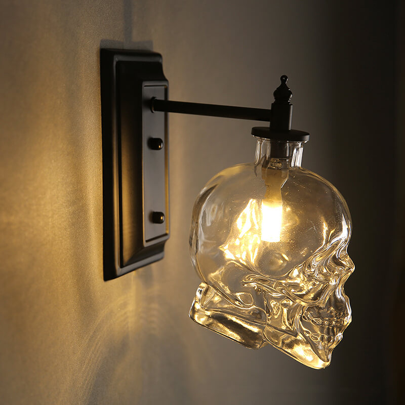 Round Skull Glass Iron Wall Lamp