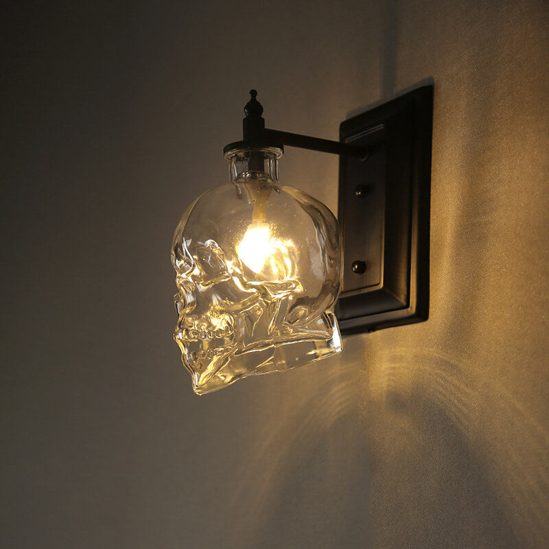 Round Skull Glass Iron Wall Lamp