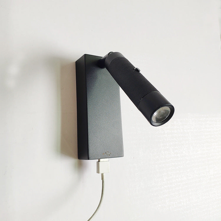 Rectangular Cylinder Aluminum Charger Wall Lamp