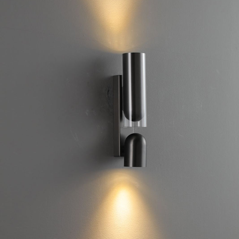 Cylinder Rectangular Acrylic Dual 2-Light Wall Lamp
