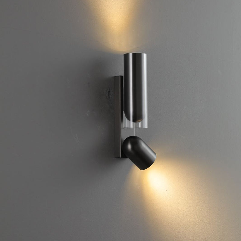 Cylinder Rectangular Acrylic Dual 2-Light Wall Lamp