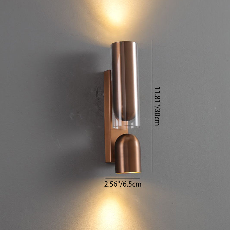 Cylinder Rectangular Acrylic Dual 2-Light Wall Lamp