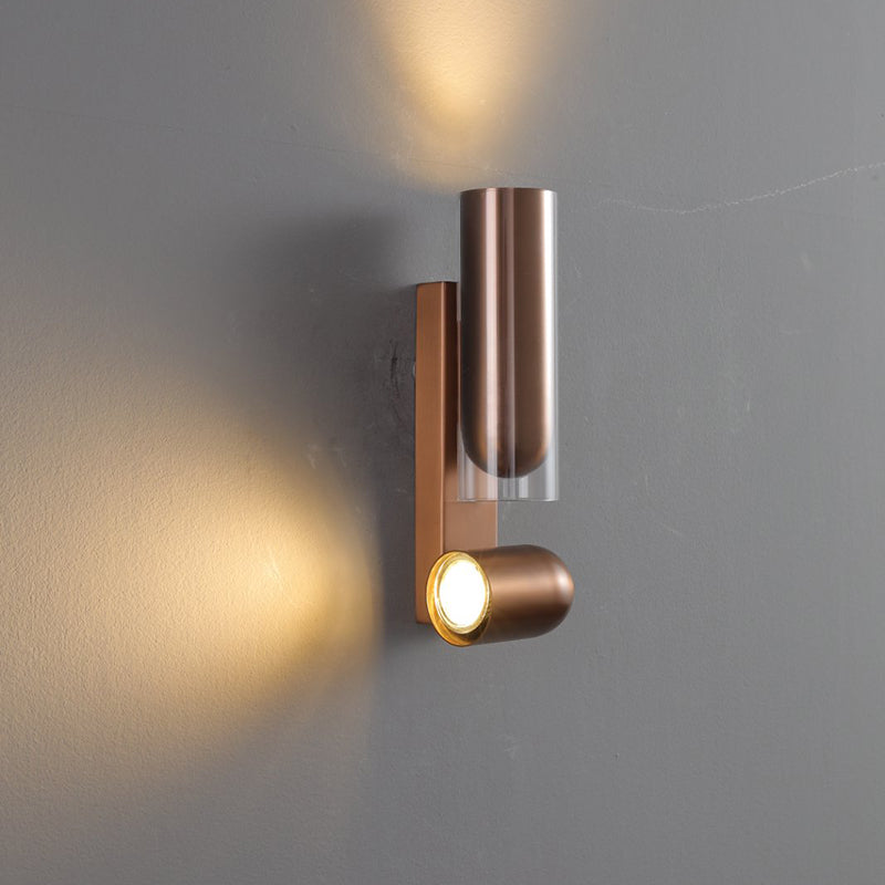 Cylinder Rectangular Acrylic Dual 2-Light Wall Lamp