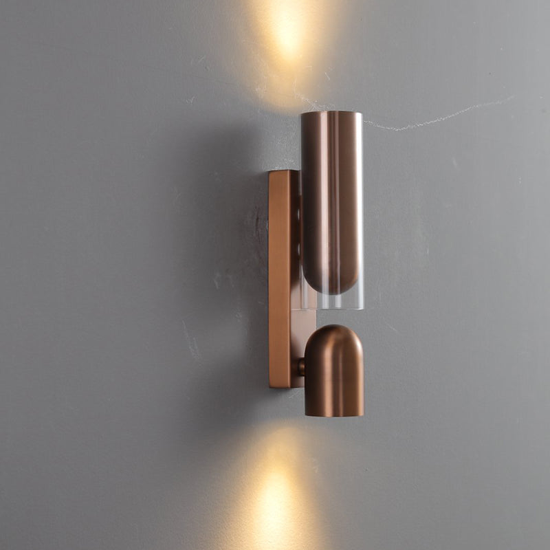 Cylinder Rectangular Acrylic Dual 2-Light Wall Lamp