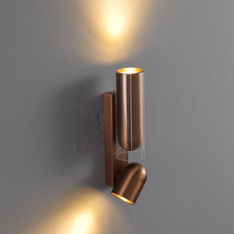 Cylinder Rectangular Acrylic Dual 2-Light Wall Lamp