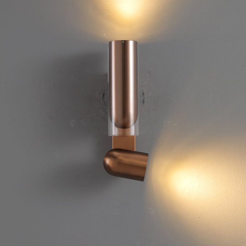 Cylinder Rectangular Acrylic Dual 2-Light Wall Lamp