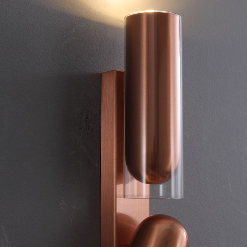 Cylinder Rectangular Acrylic Dual 2-Light Wall Lamp