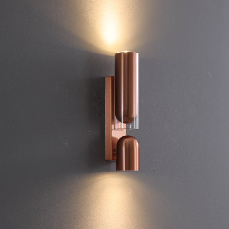 Cylinder Rectangular Acrylic Dual 2-Light Wall Lamp