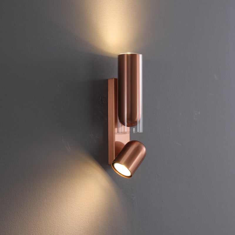 Cylinder Rectangular Acrylic Dual 2-Light Wall Lamp