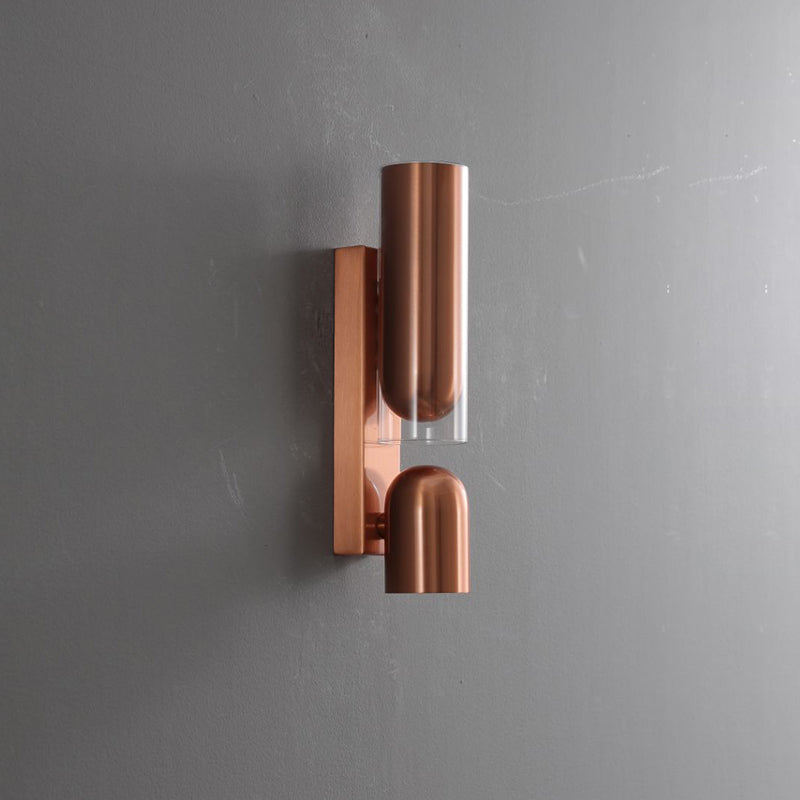 Cylinder Rectangular Acrylic Dual 2-Light Wall Lamp