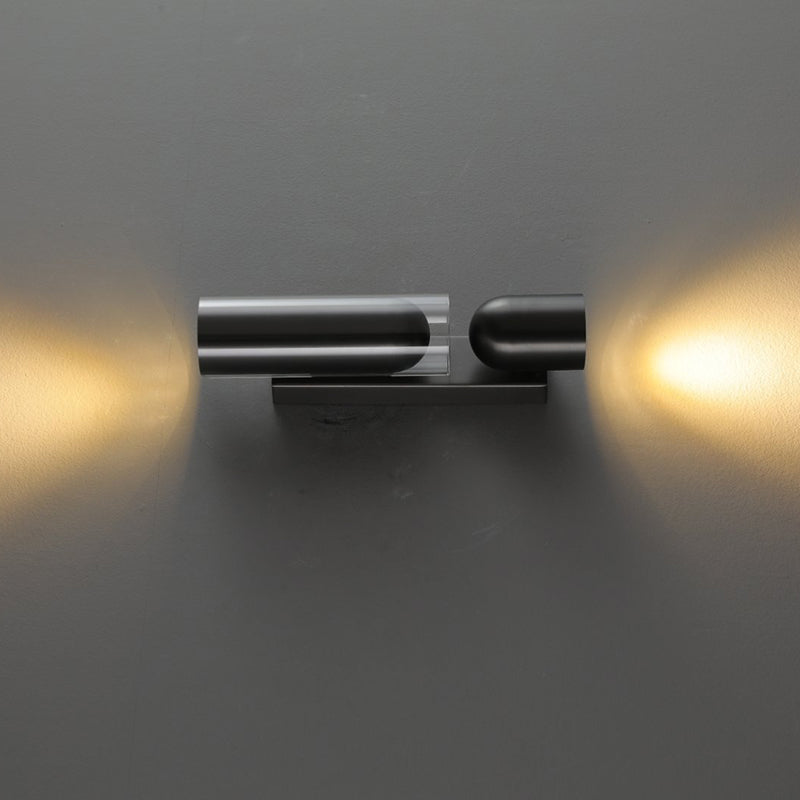 Cylinder Rectangular Acrylic Dual 2-Light Wall Lamp