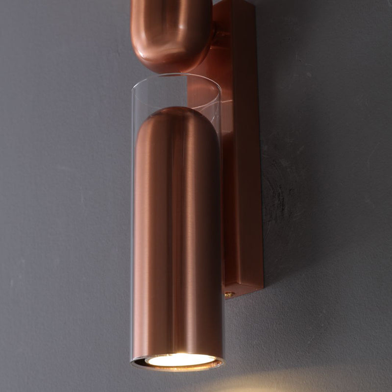 Cylinder Rectangular Acrylic Dual 2-Light Wall Lamp