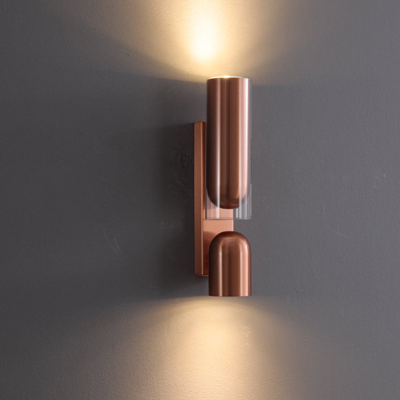 Cylinder Rectangular Acrylic Dual 2-Light Wall Lamp