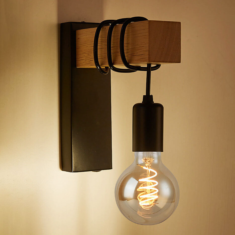 Wood Arm Wall Lamp
