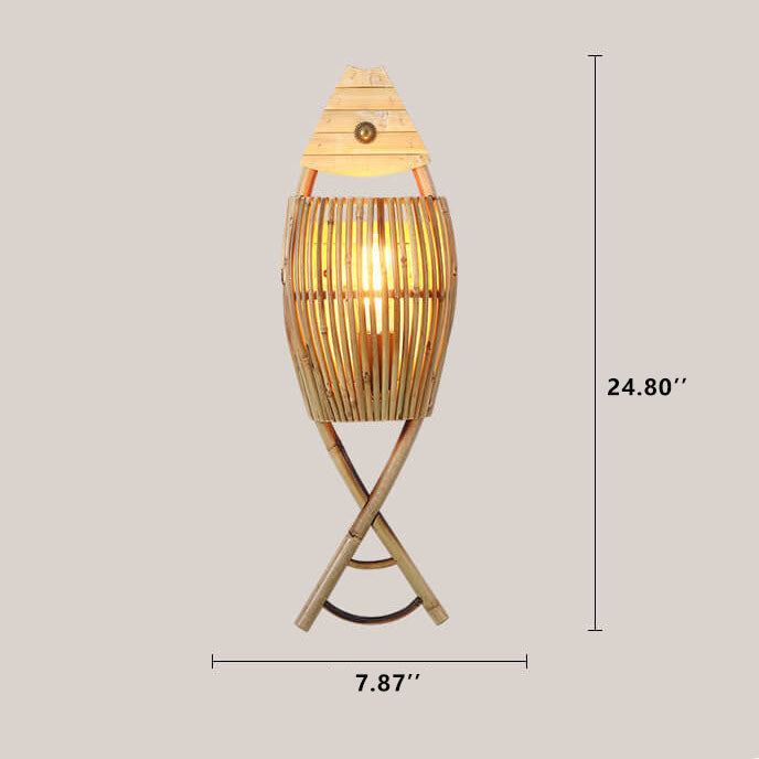 Bamboo Weaving Fish Shaped Wall Lamp