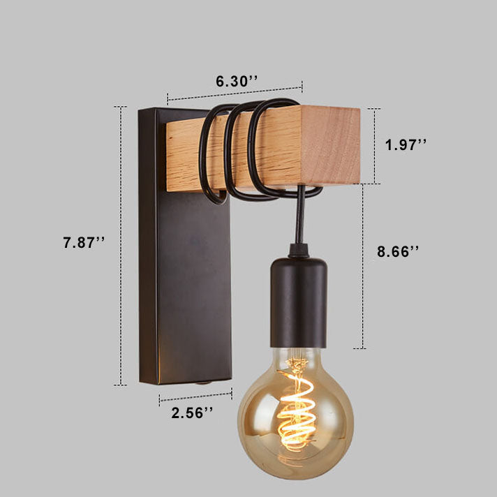 Wood Arm Wall Lamp