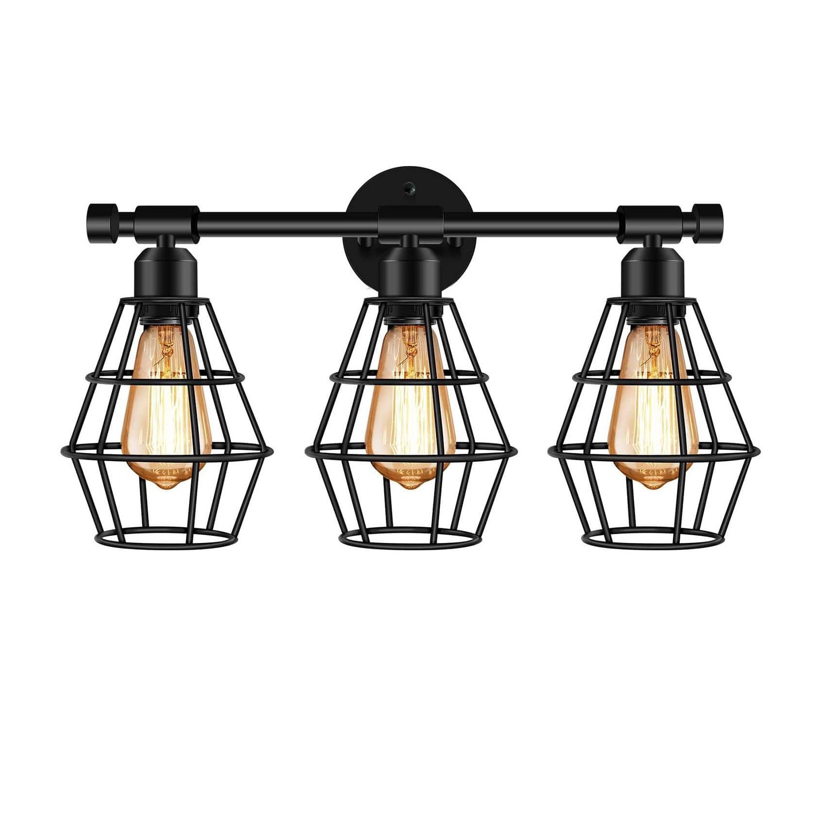 Wrought Iron Cage 3-Light Outdoor Light