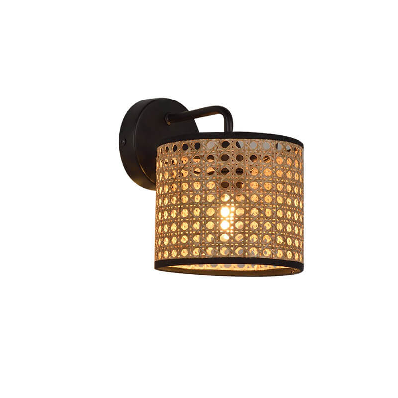 Rattan Weaving Drum Wall Lamp