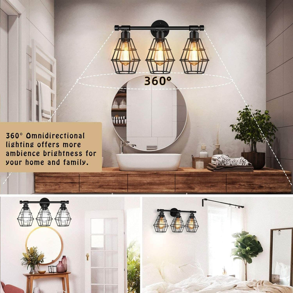 Wrought Iron Cage 3-Light Outdoor Light